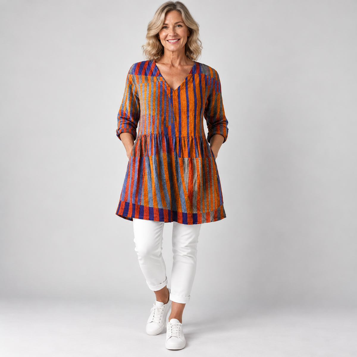 Nadia | Long Blouse with V-Neck