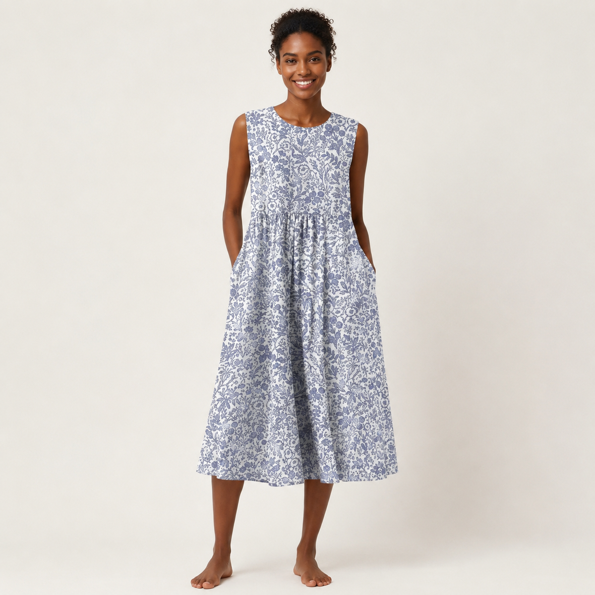 Eden Blue Floral Midi Dress