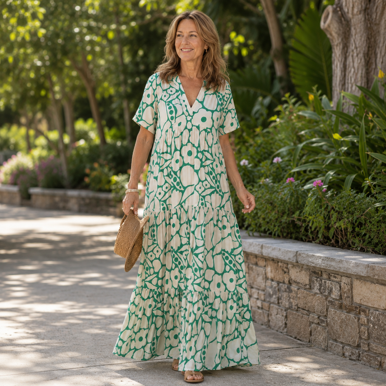 Zuleika | Short Sleeve V Neck Floral Dress
