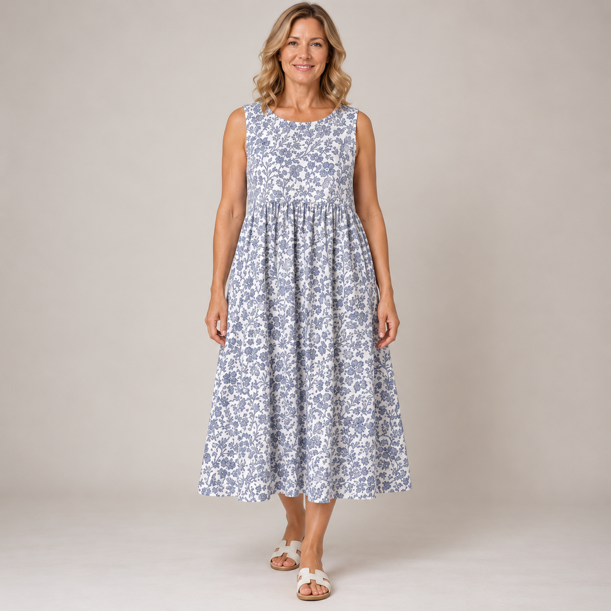 Eden Blue Floral Midi Dress