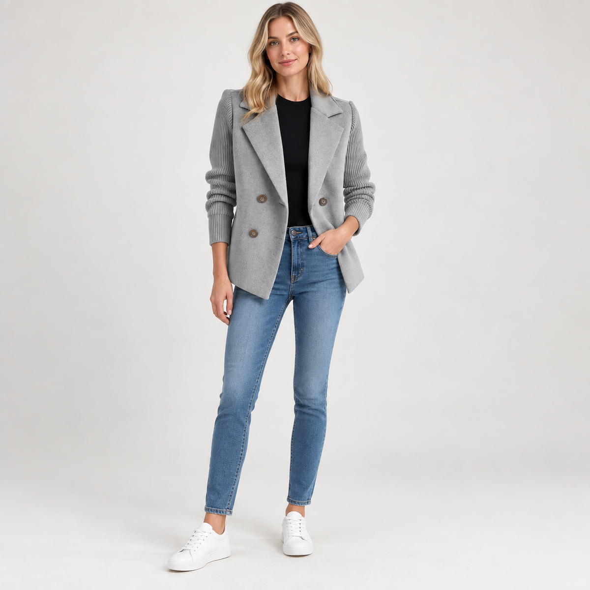 Sienna | Ribbed Sleeve Blazer