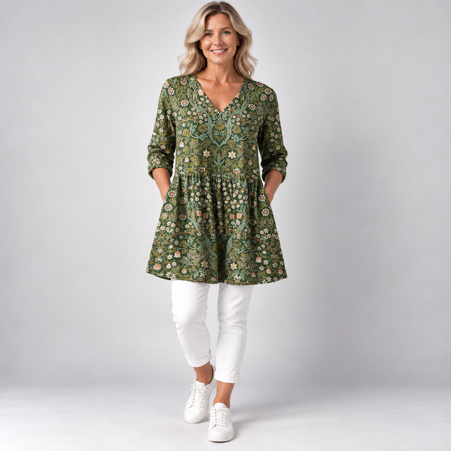 Julie | Long Blouse with V-Neck