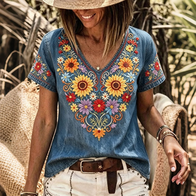 Vintage Floral Print Blouse