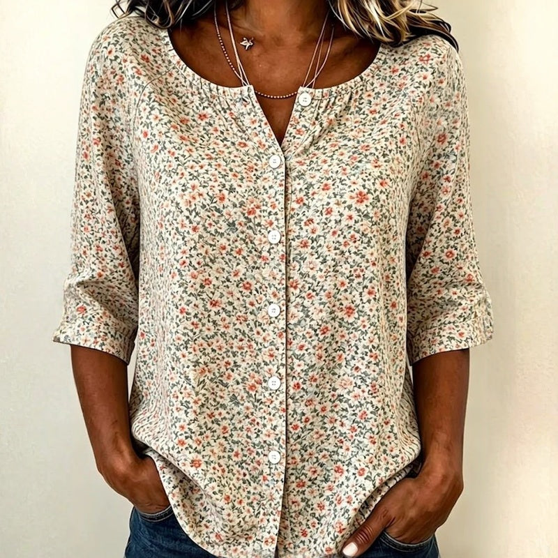 Vintage Floral Print Blouse