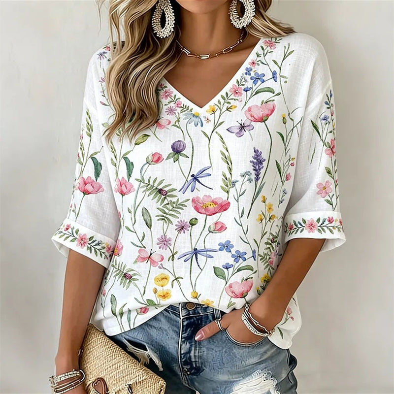 Vintage Floral Print Blouse