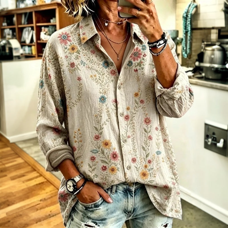 Vintage Floral Print Blouse