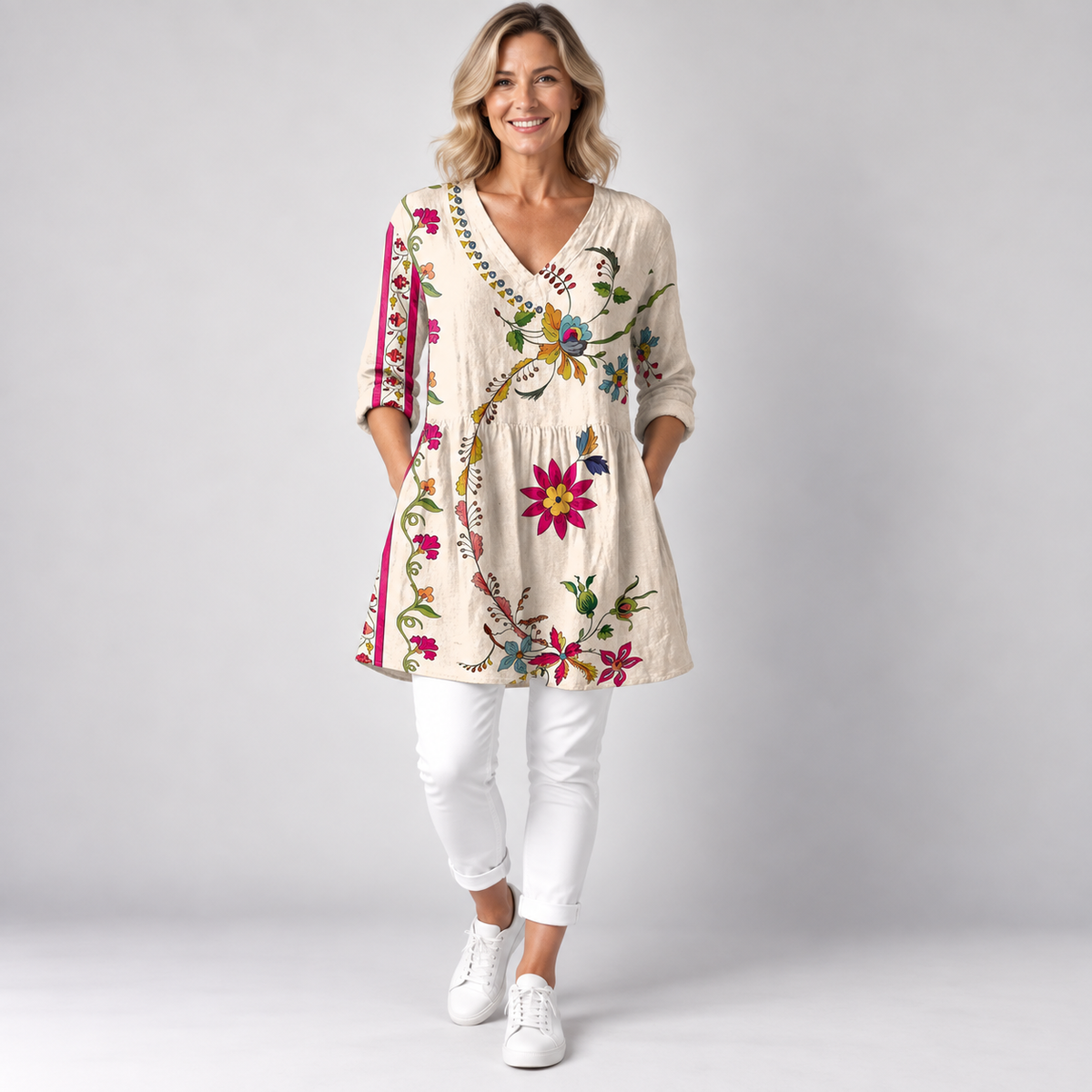 Clara | Long Blouse with V-Neck