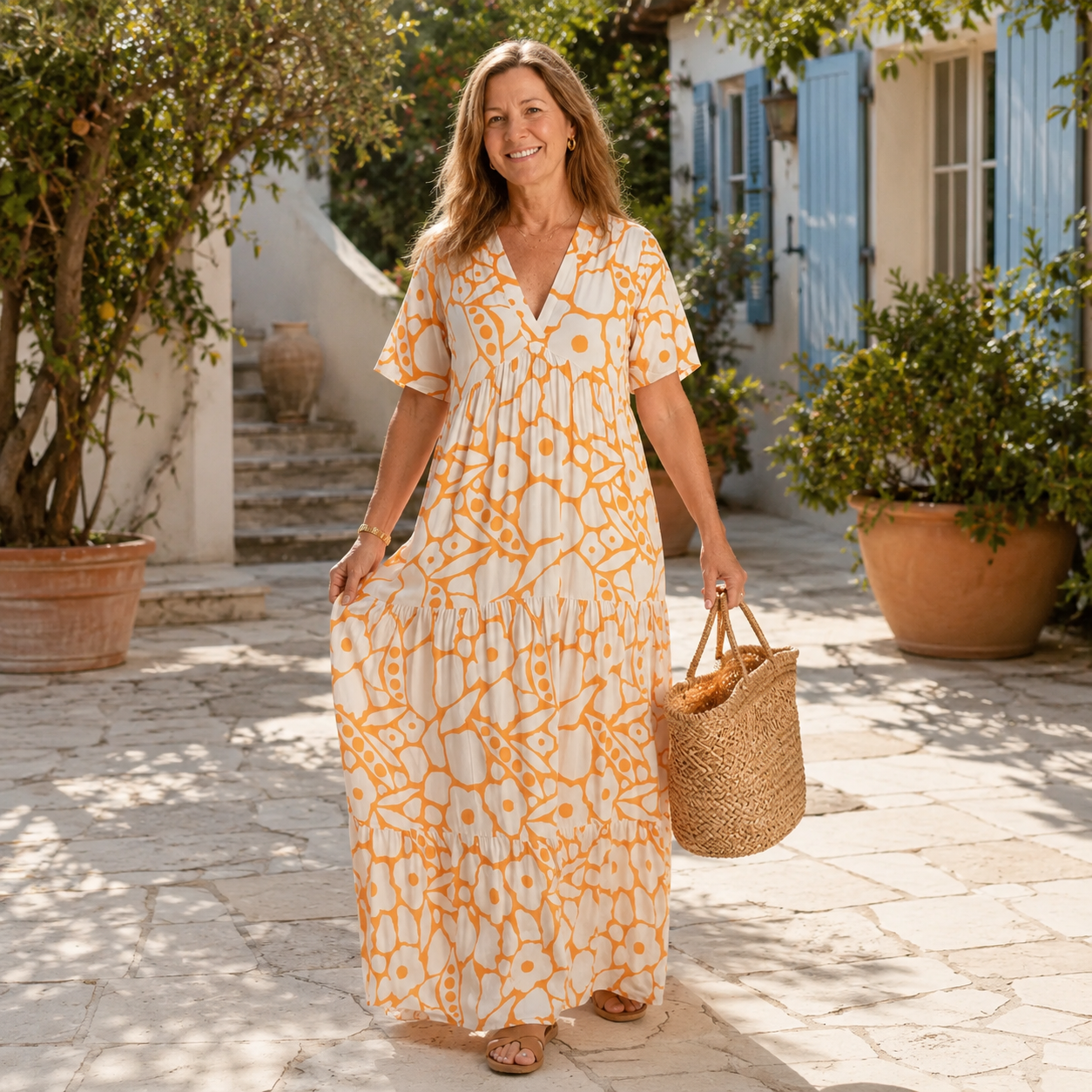 Zuleika | Short Sleeve V Neck Floral Dress