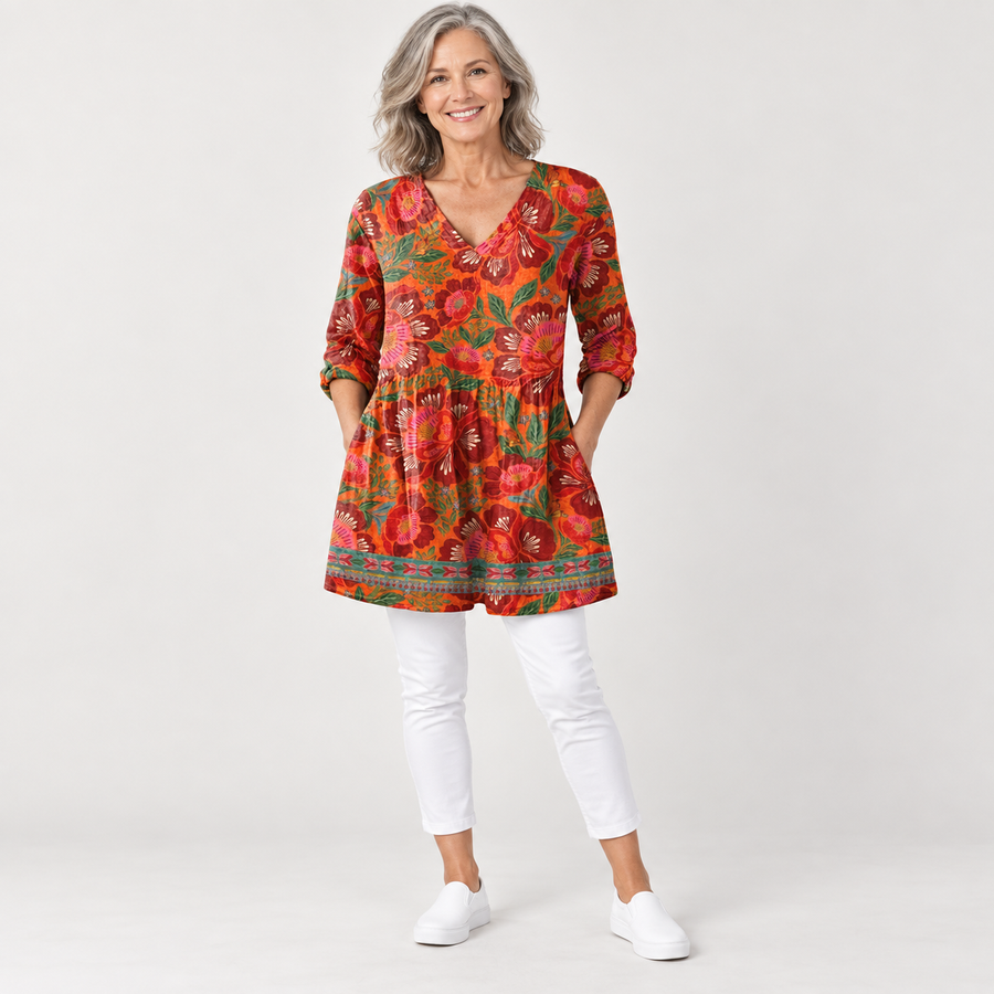 Marion | Long Blouse with V-Neck