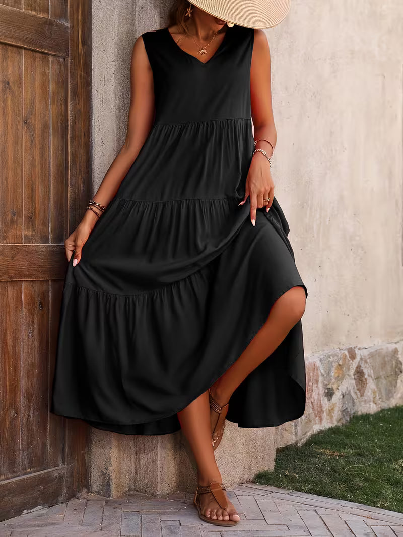 Sofia | Sleeveless Tiered Maxi Dress