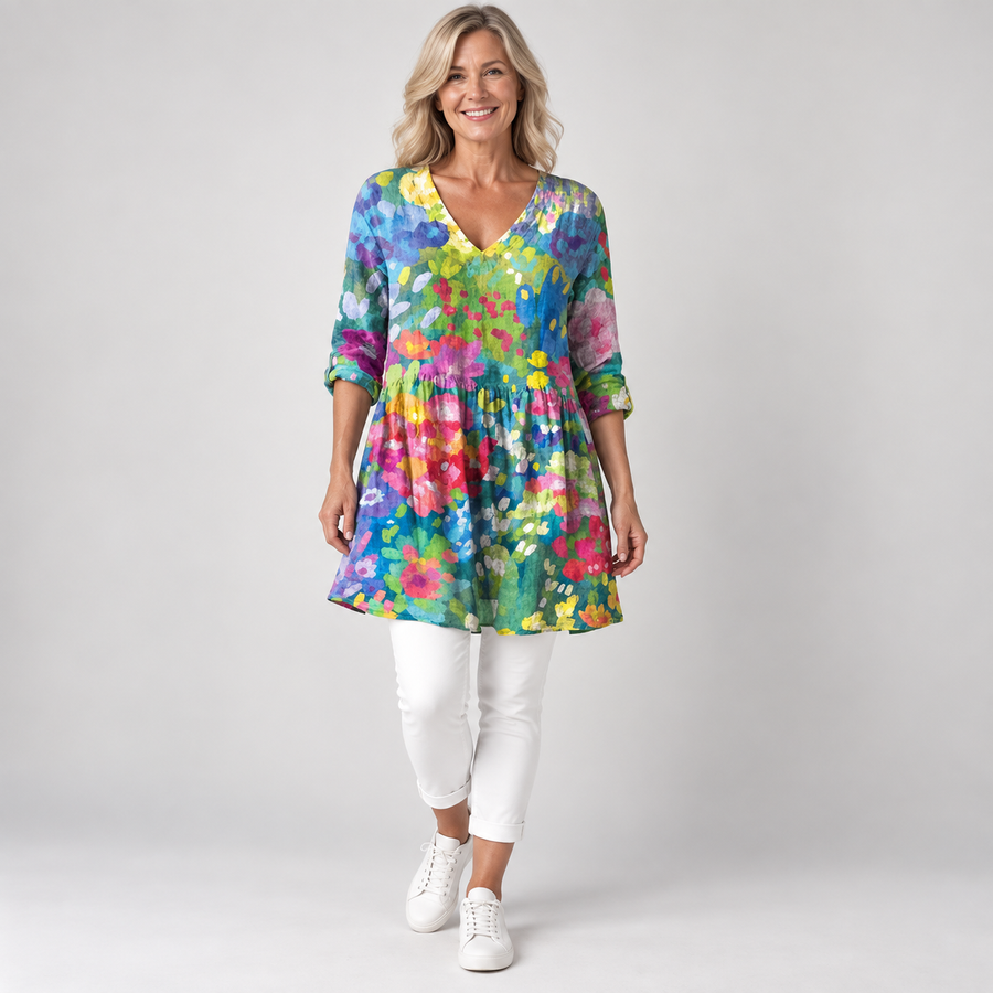 Maelle | Long Blouse with V-Neck