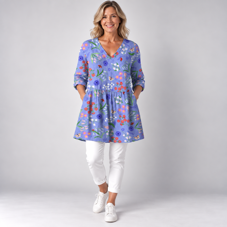Aline | Long Blouse with V-Neck