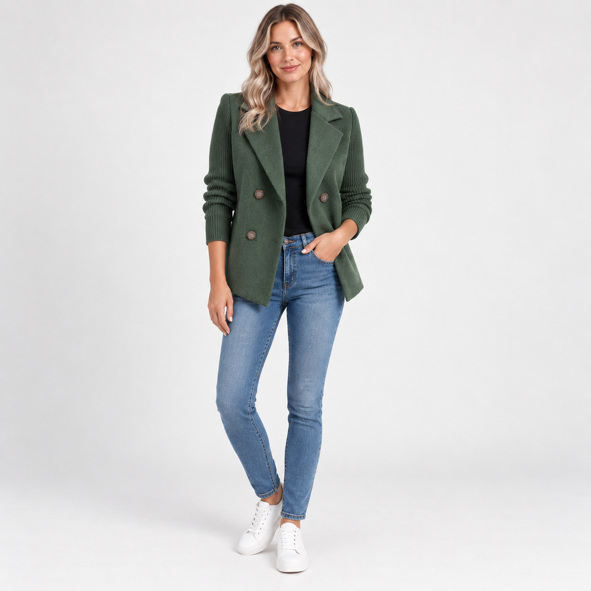 Sienna | Ribbed Sleeve Blazer