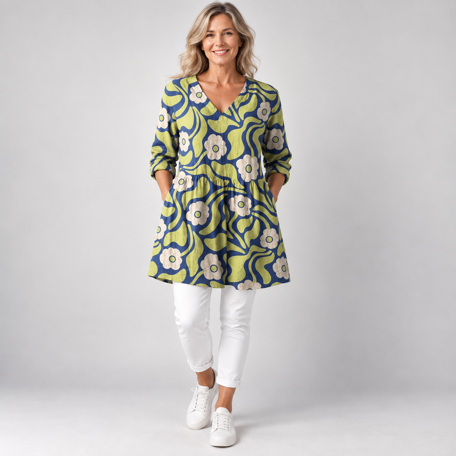 Elodie | Long Blouse with V-Neck