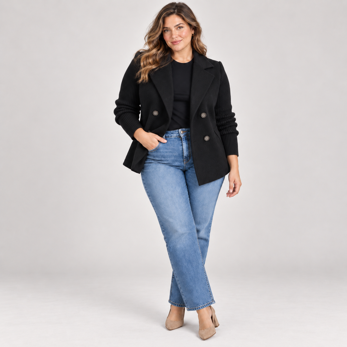 Sienna | Ribbed Sleeve Blazer