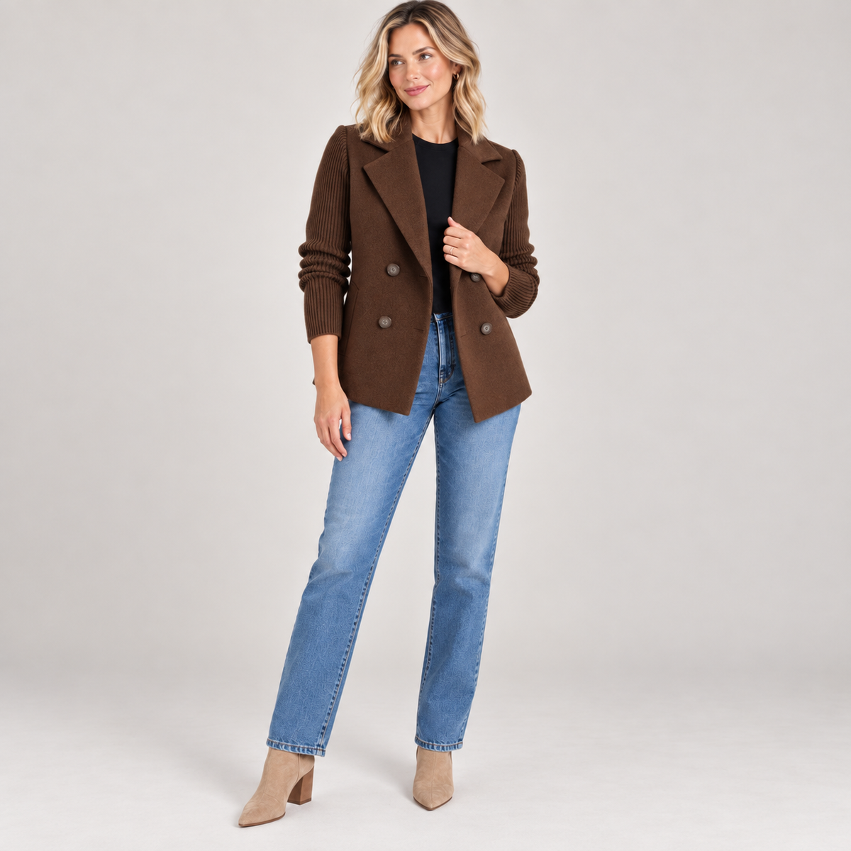 Sienna | Ribbed Sleeve Blazer