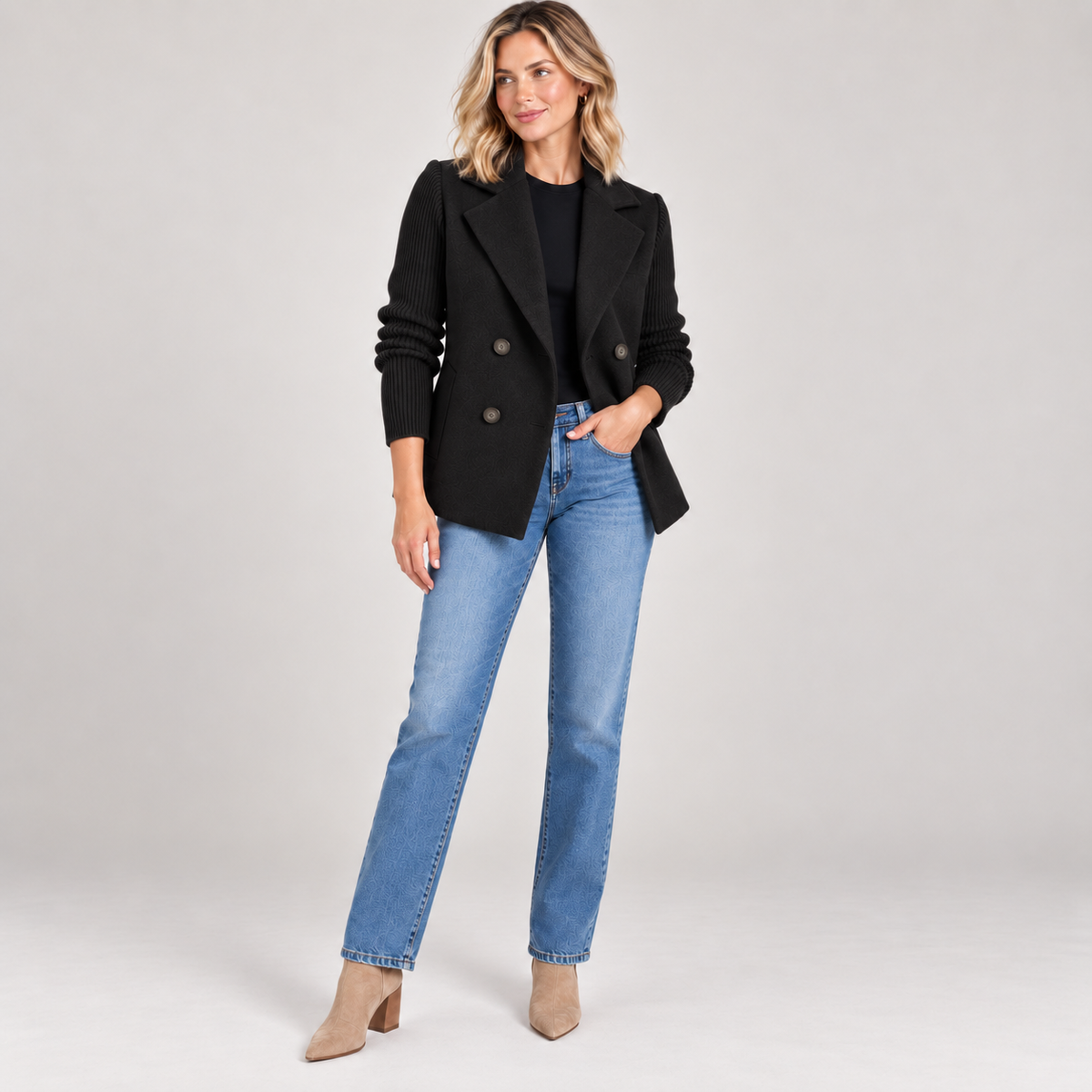 Sienna | Ribbed Sleeve Blazer