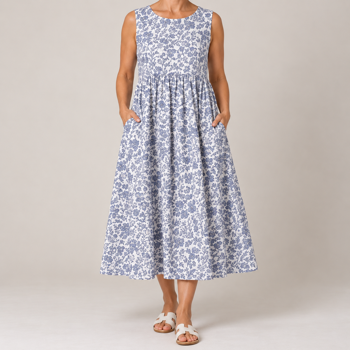 Eden Blue Floral Midi Dress