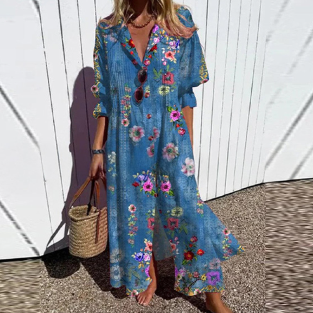 Lila | Printed Button-Down Maxi Dress