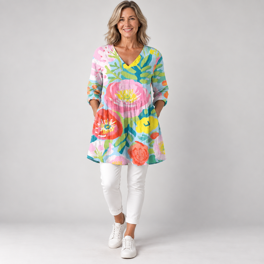 Helene | Long Blouse with V-Neck