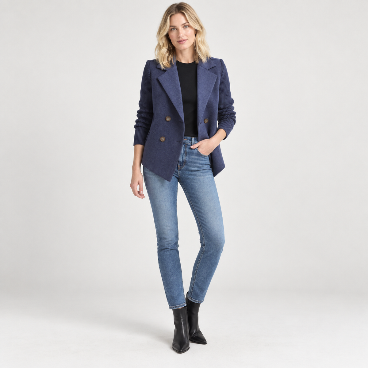 Sienna | Ribbed Sleeve Blazer