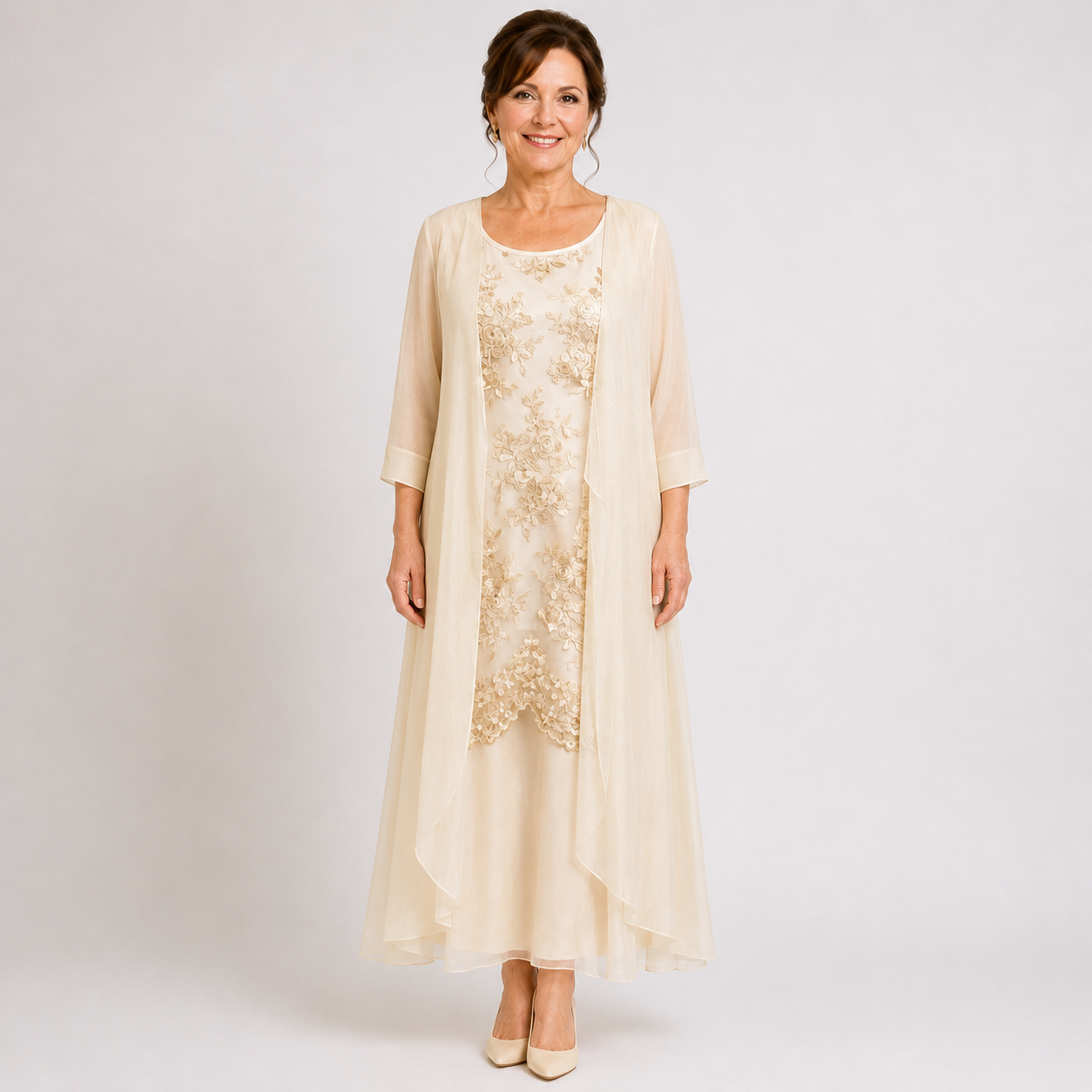 Lumi Embroidered Two-Piece Layered Dress