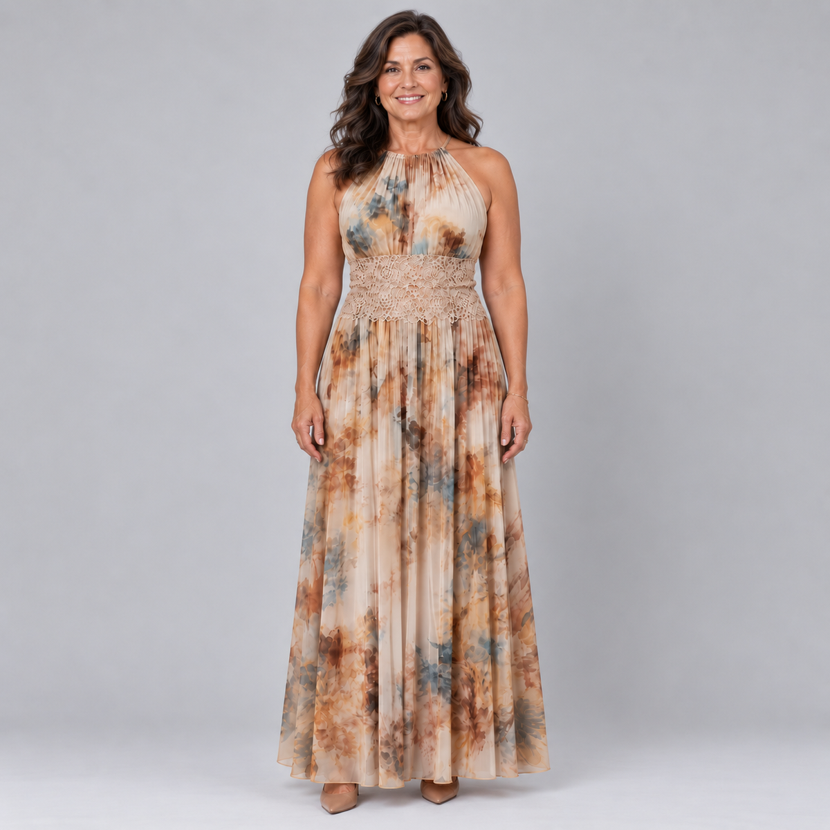 Seraphina | Watercolour Halter Maxi Dress