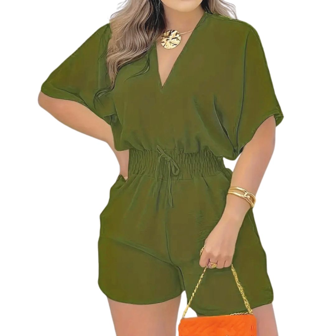 Joelle | Casual V-Neck Drawstring Romper