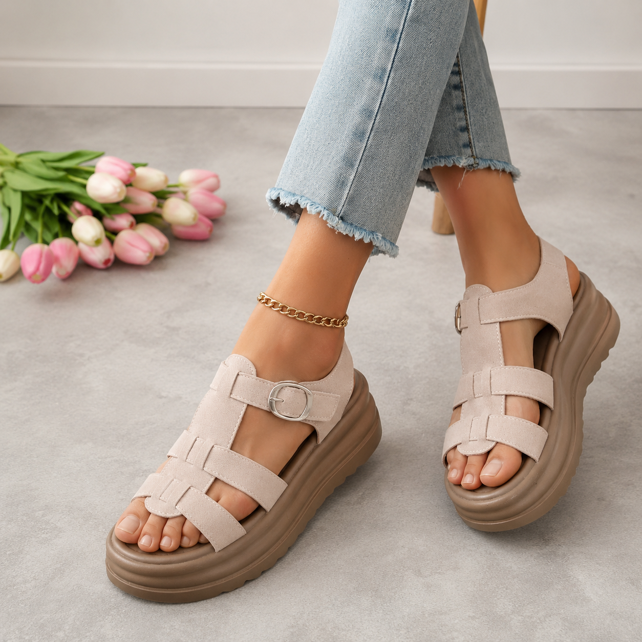 BELLA – Adjustable Strap Platform Gladiator Sandals