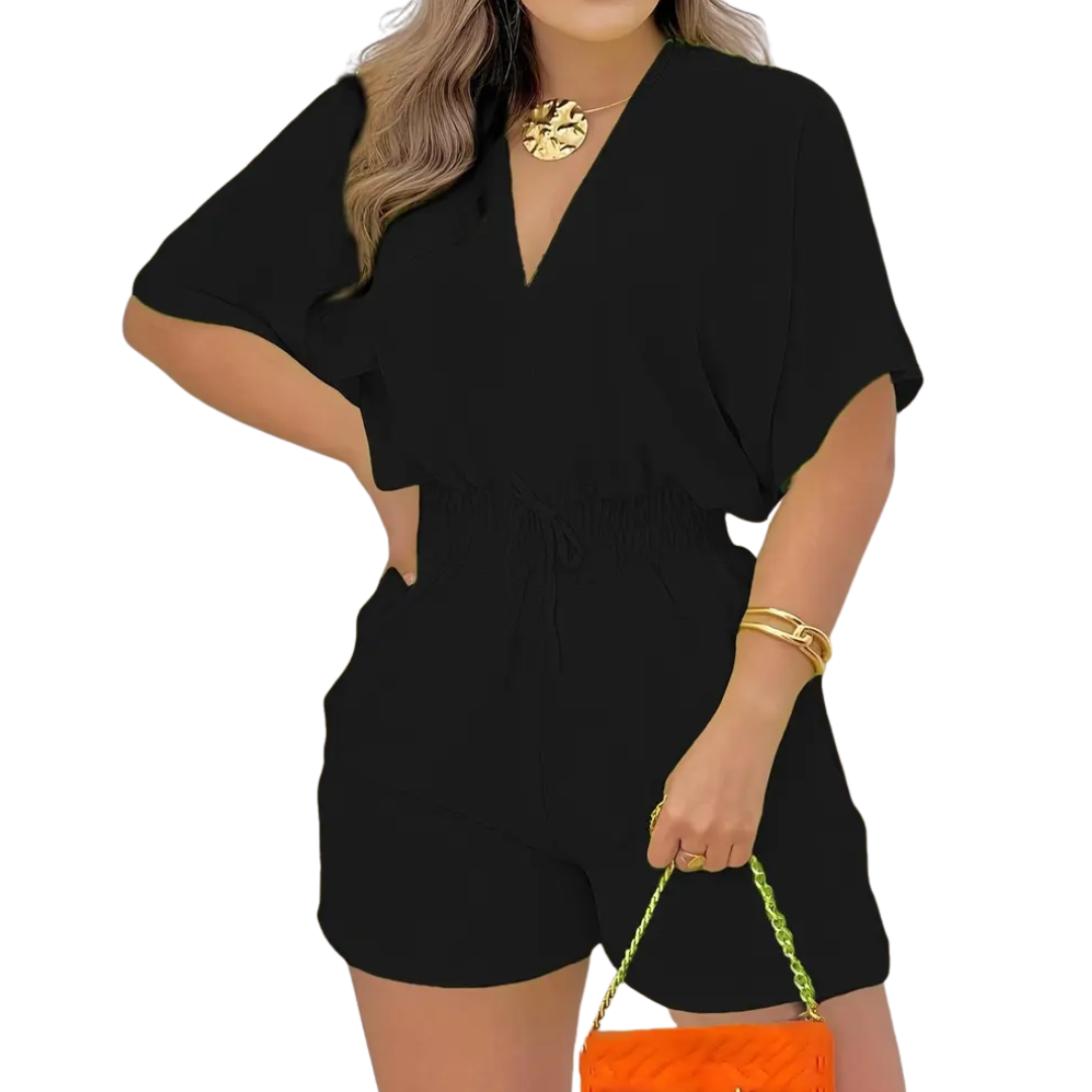 Joelle | Casual V-Neck Drawstring Romper