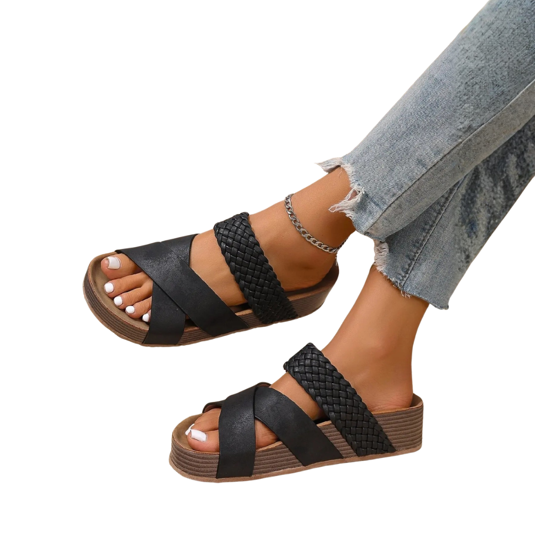 Cori | Woven Crossband Thick Sole Sandals