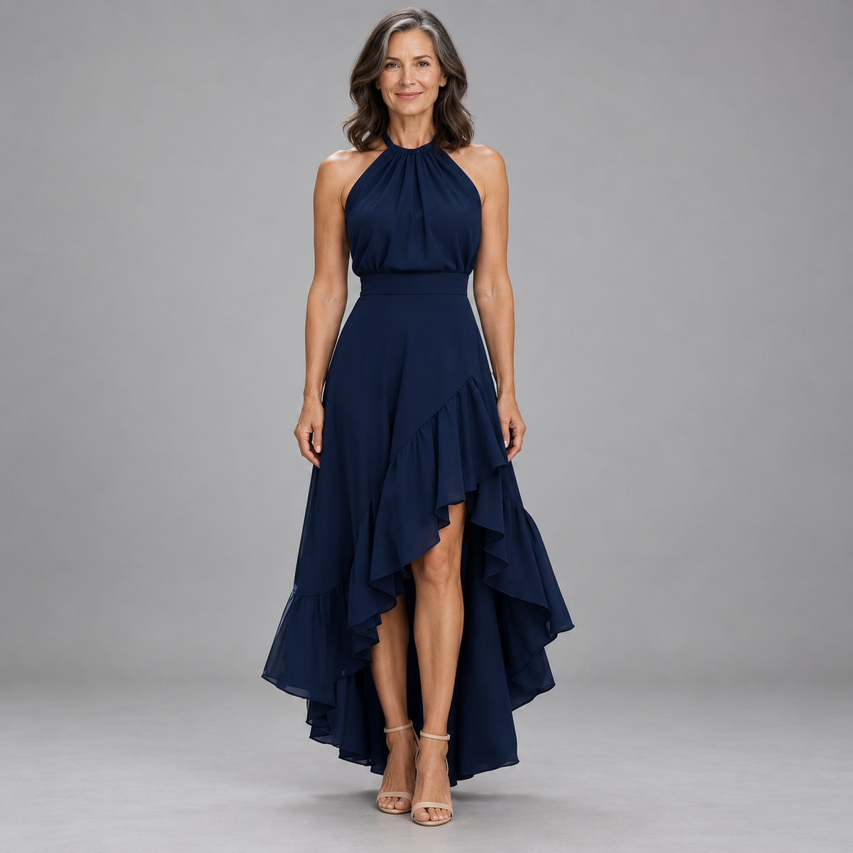 Rosalie | Halter Ruffle Maxi Dress
