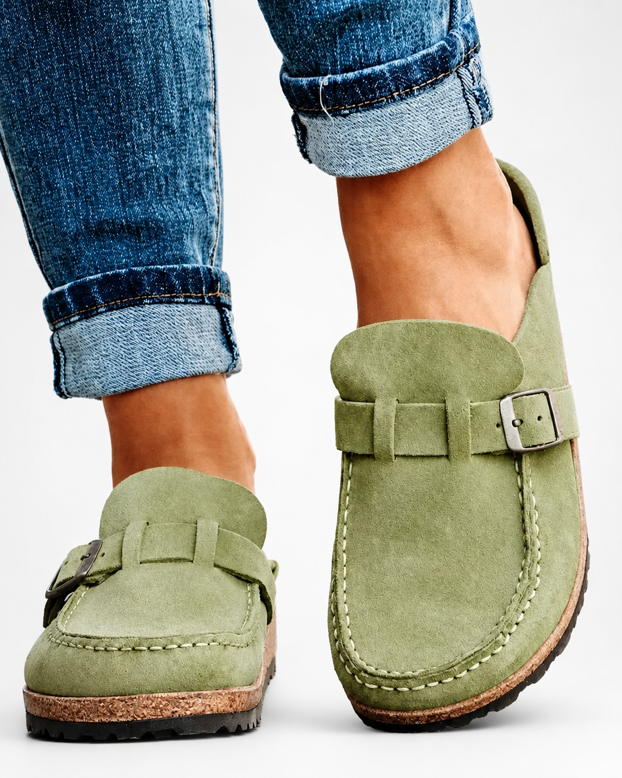 Amelia | Soft Brushed Buckle Mule