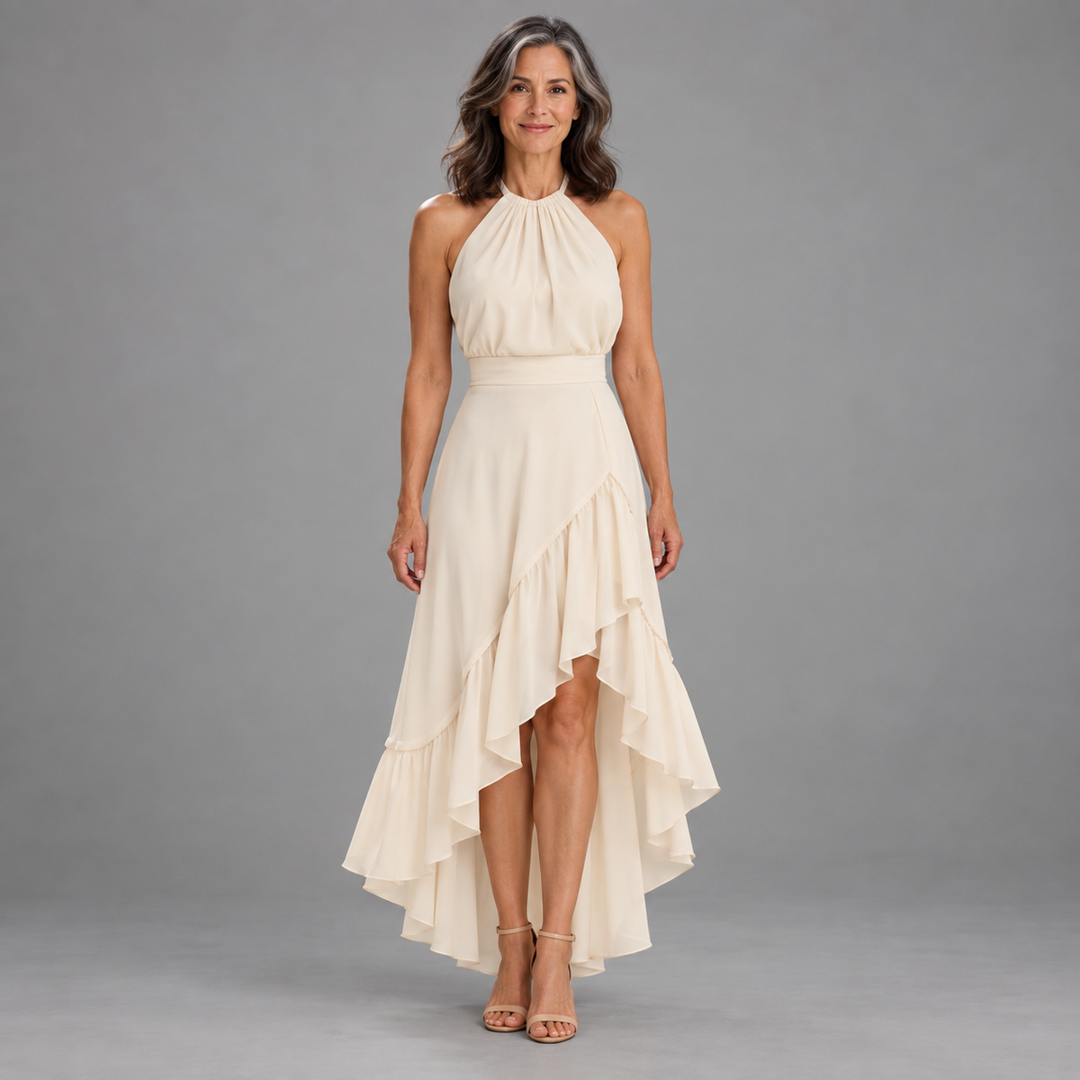Rosalie | Halter Ruffle Maxi Dress