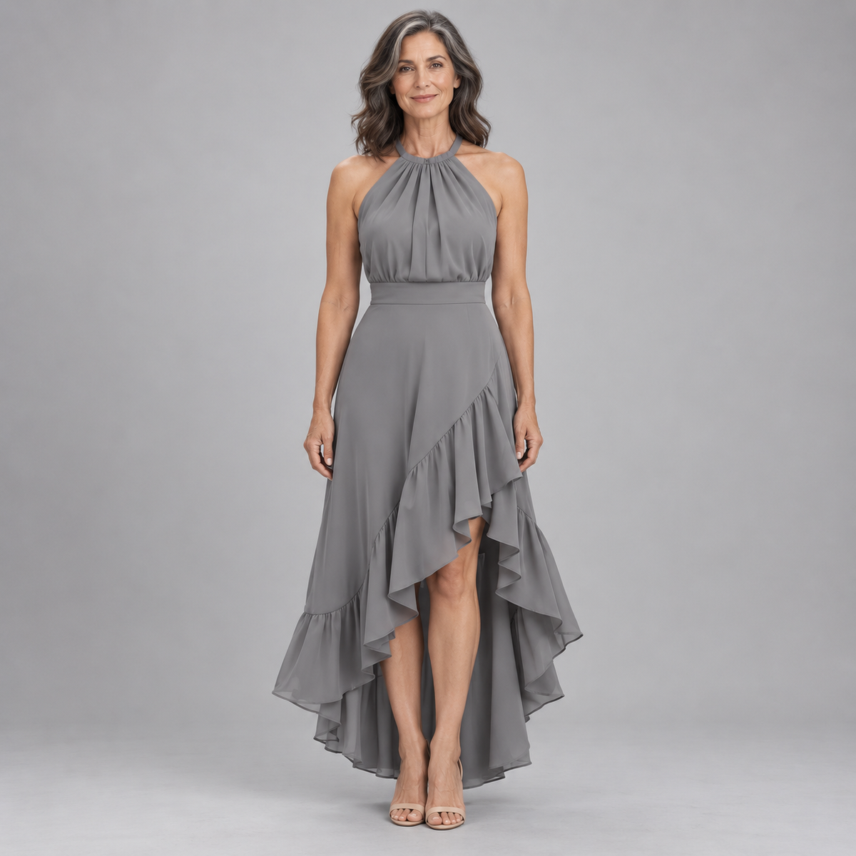 Rosalie | Halter Ruffle Maxi Dress