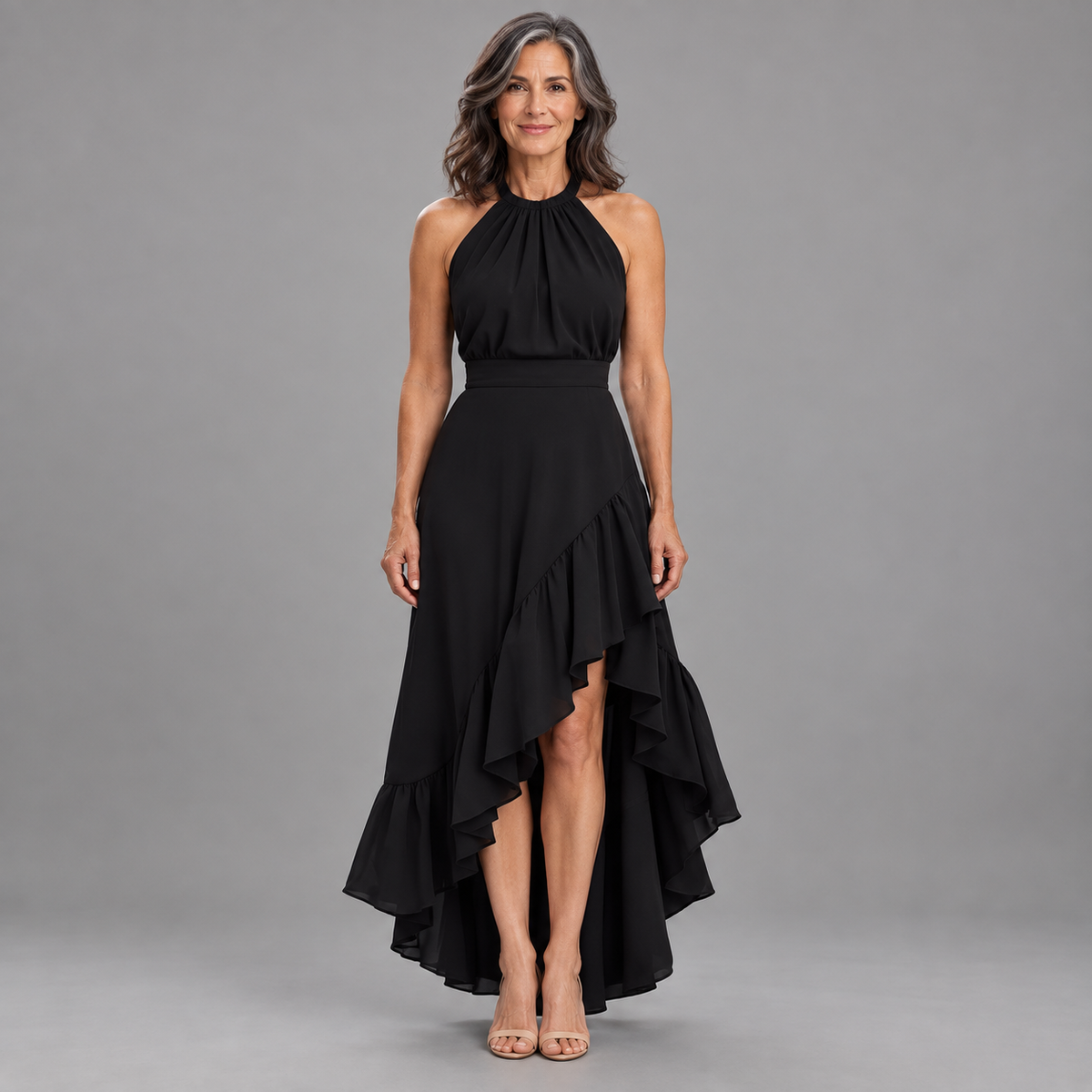 Rosalie | Halter Ruffle Maxi Dress