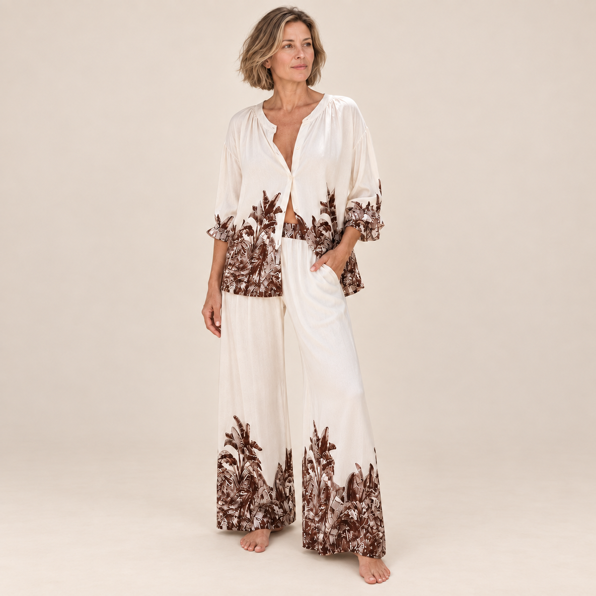 Solana | Palm Print Two-Piece Set
