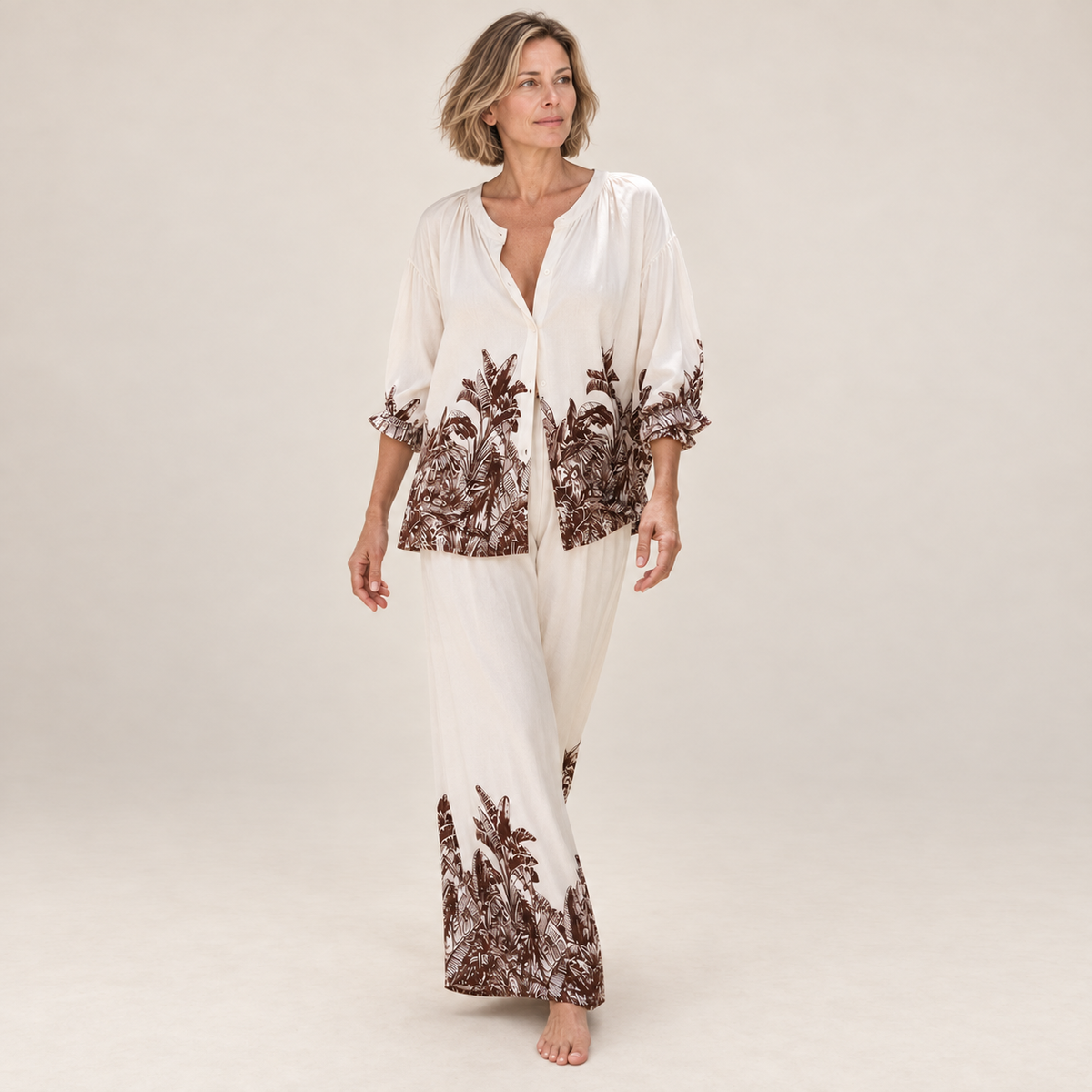 Solana | Palm Print Two-Piece Set