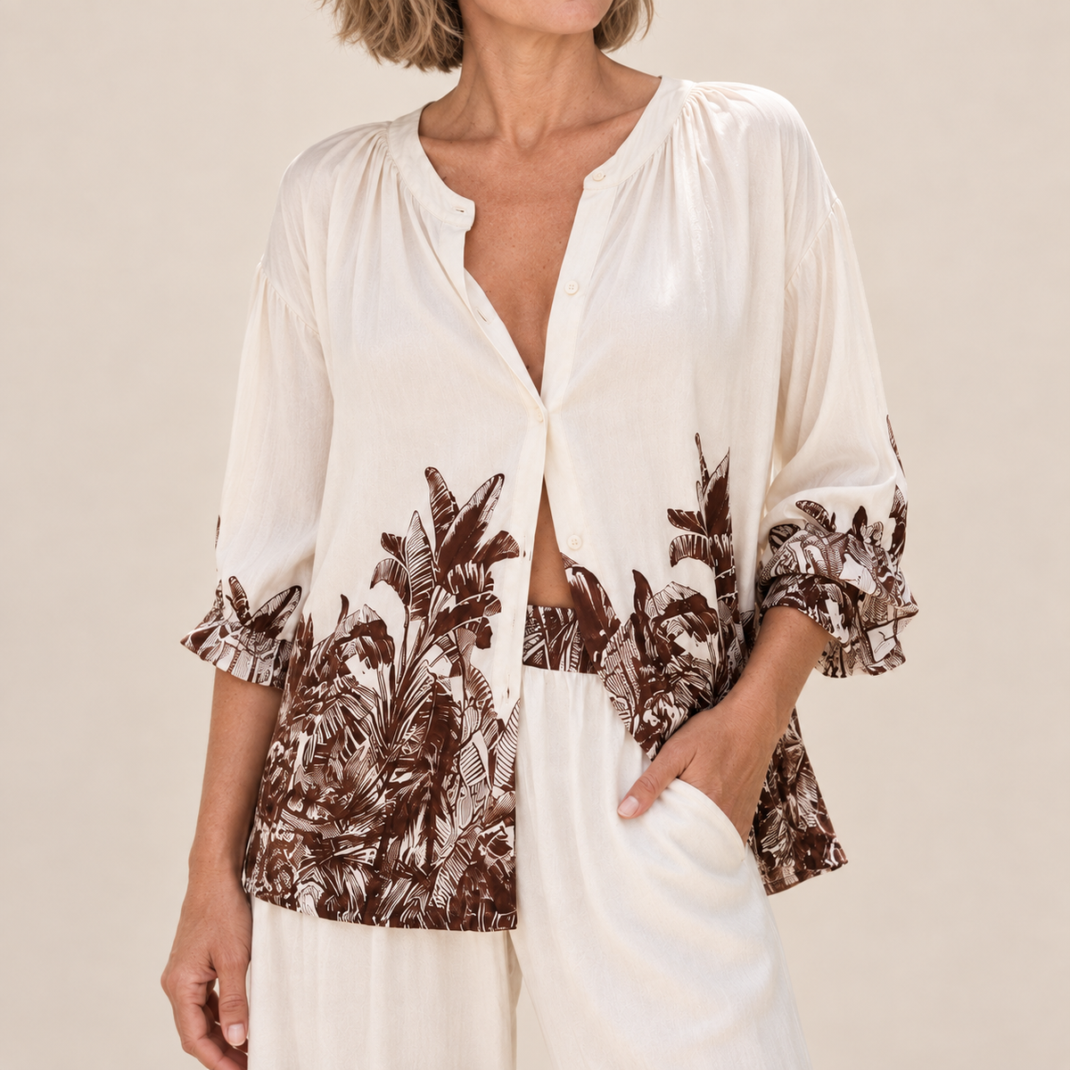 Solana | Palm Print Two-Piece Set