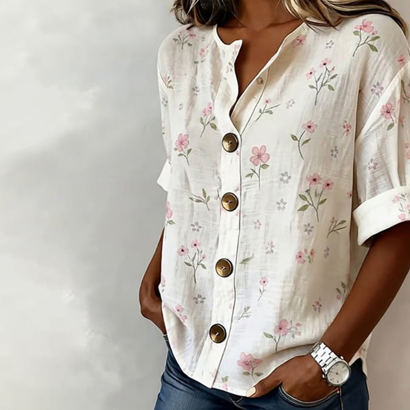 Vintage Floral Print Blouse
