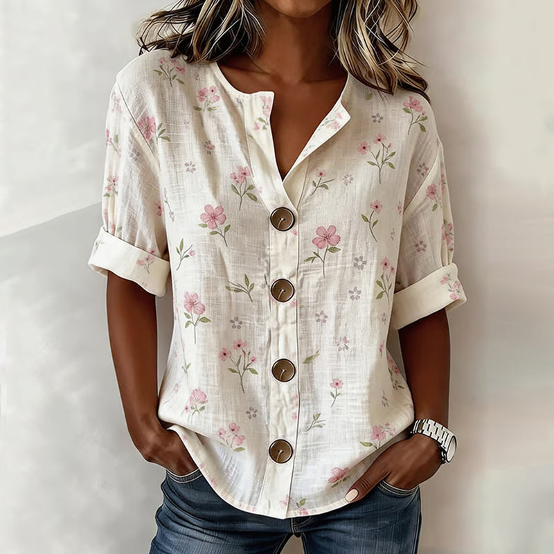 Vintage Floral Print Blouse