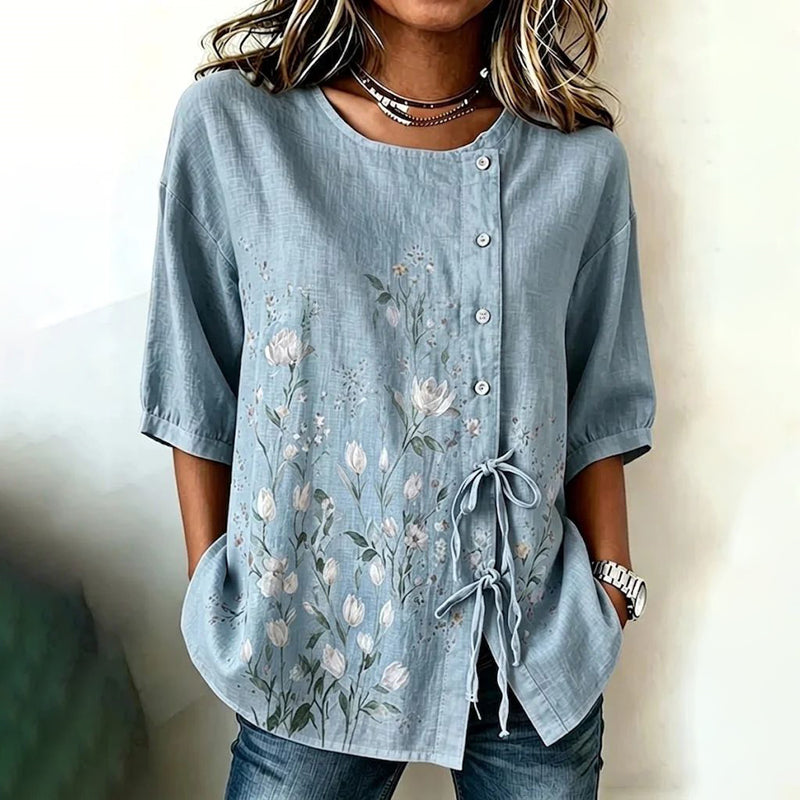 Vintage Floral Print Blouse