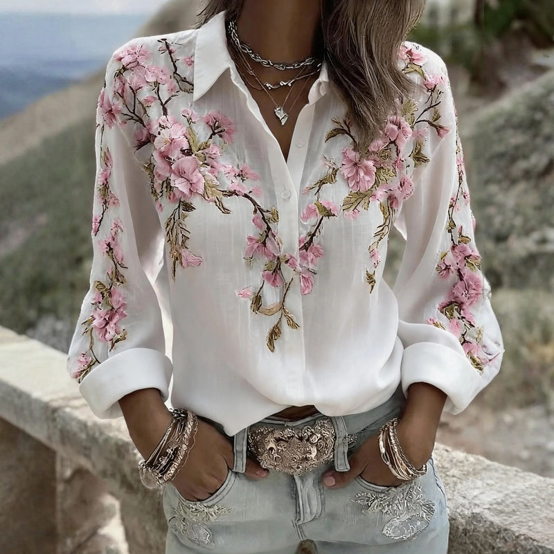 Vintage Floral Print Blouse