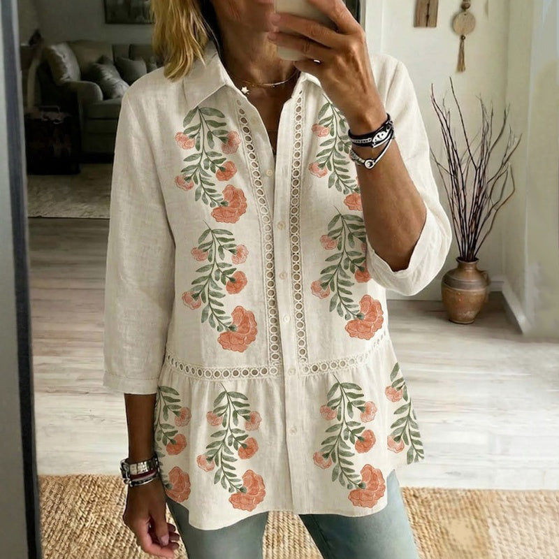 Vintage Floral Print Blouse