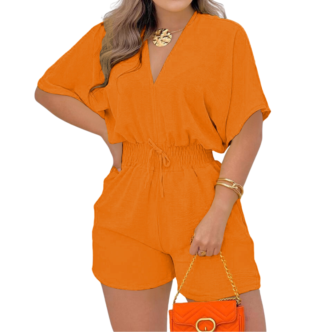 Joelle | Casual V-Neck Drawstring Romper