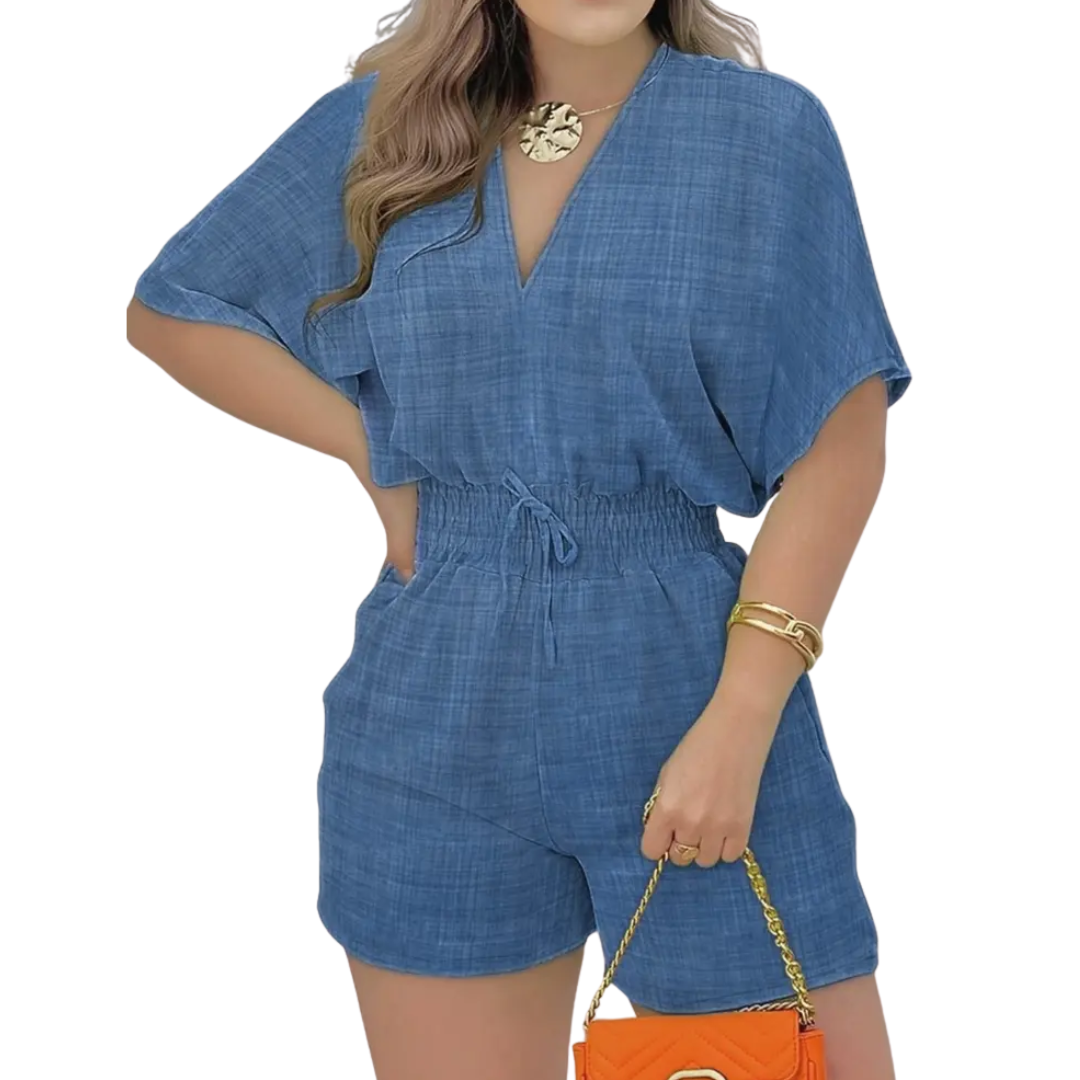 Joelle | Casual V-Neck Drawstring Romper