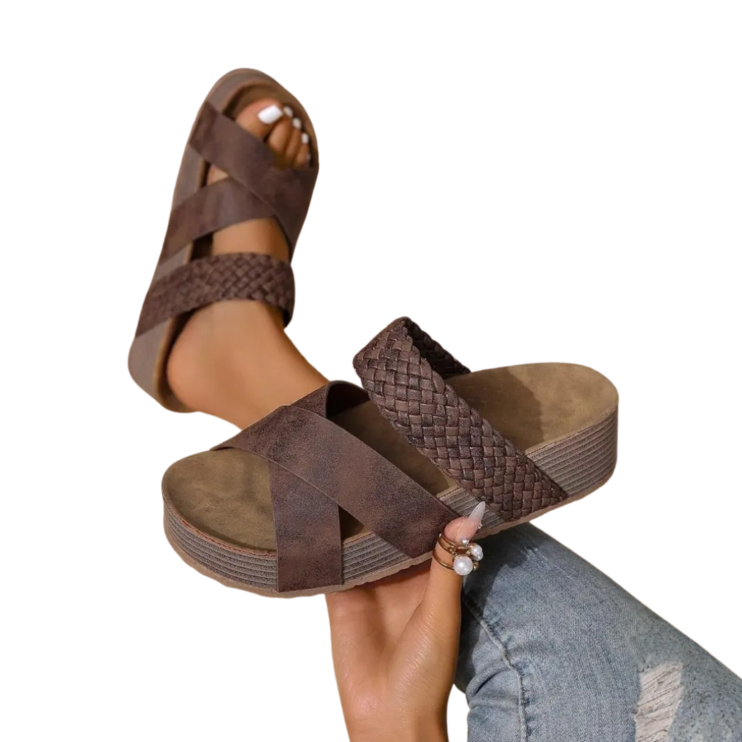 Cori | Woven Crossband Thick Sole Sandals