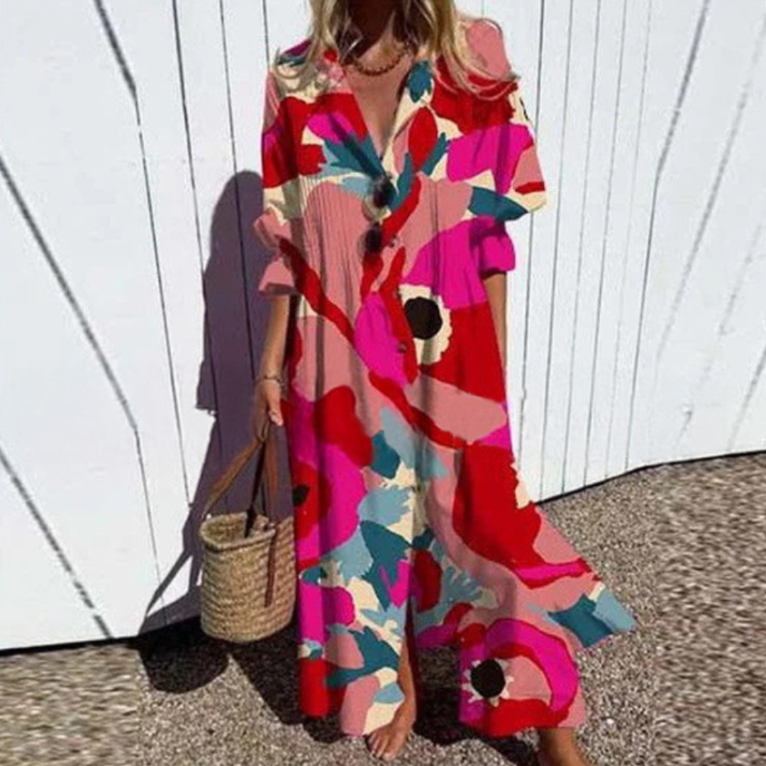 Lila | Printed Button-Down Maxi Dress