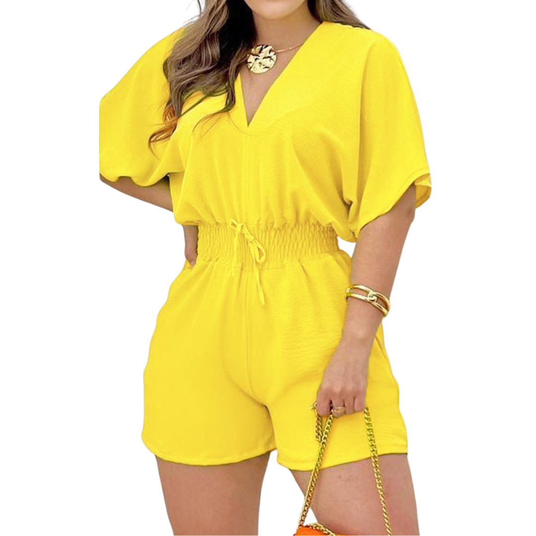 Joelle | Casual V-Neck Drawstring Romper