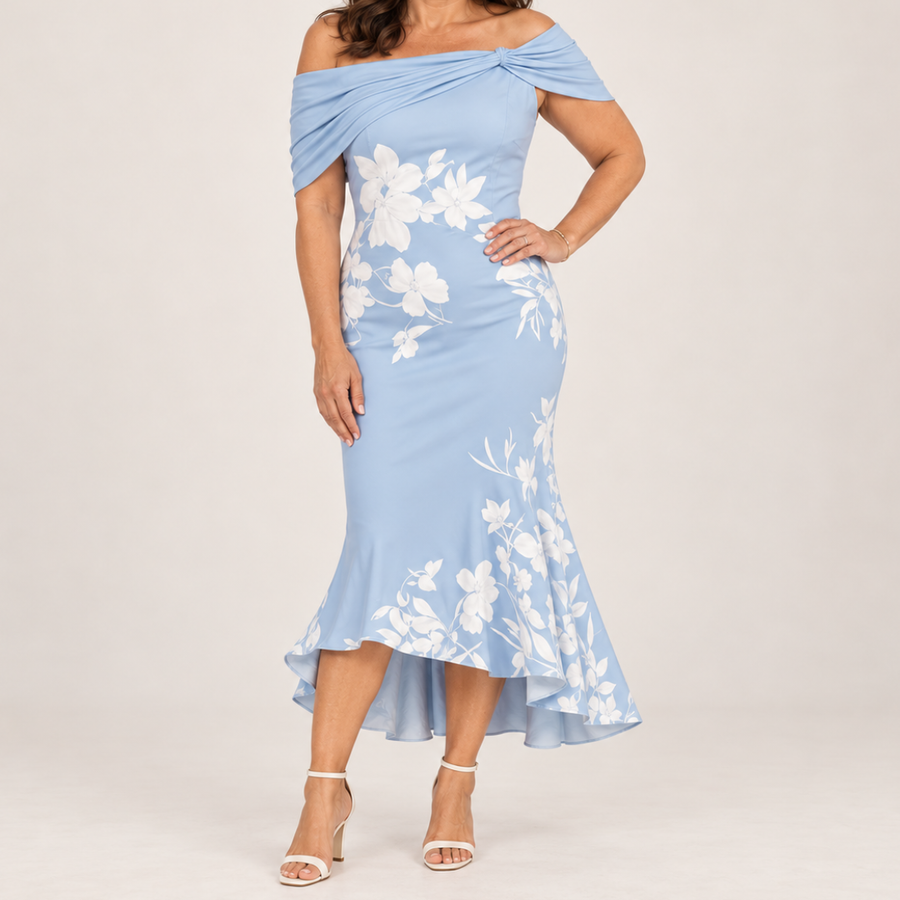 Celeste | Floral Off-Shoulder Midi Dress